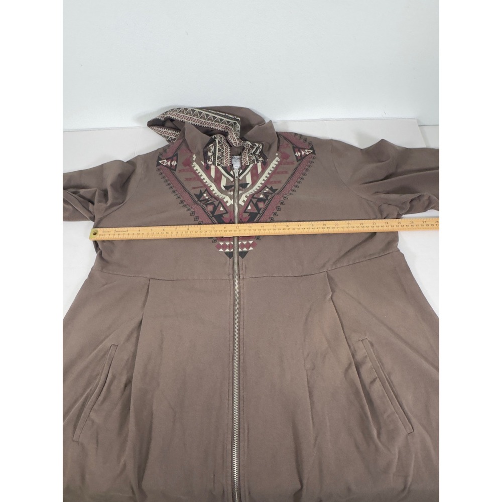 Monroe & Main Brown‎ Geometric Aztec Print Zip Up Hoodie Long Sleeve Women 3X - Picture 7 of 10